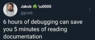 debugging documentation text twitter // 1080x459 // 280KB